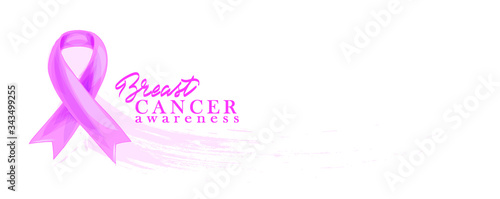 Fighting breast cancer. Breast cancer awareness calligraphy poster vector design. Stroke Pink Ribbon. October is a month of cancer awareness.