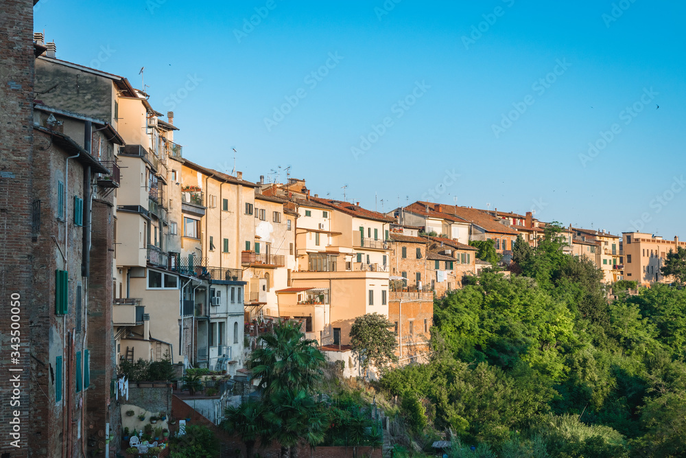 Symmetrical view of houses in the village of San Miniato