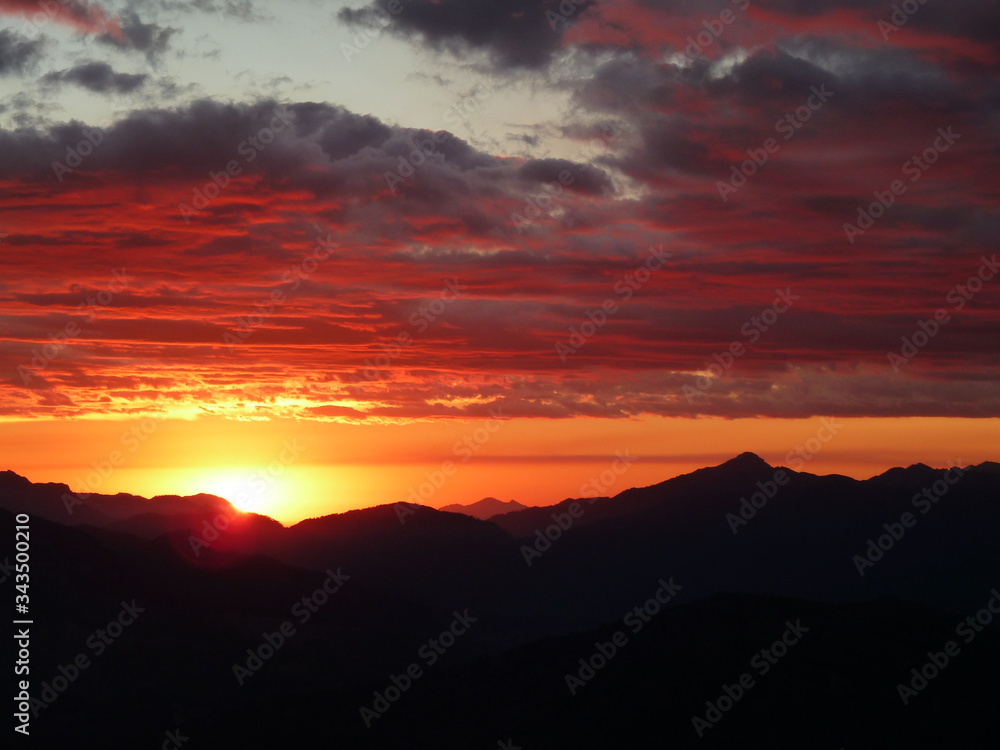 beautiful sunset in the mountains