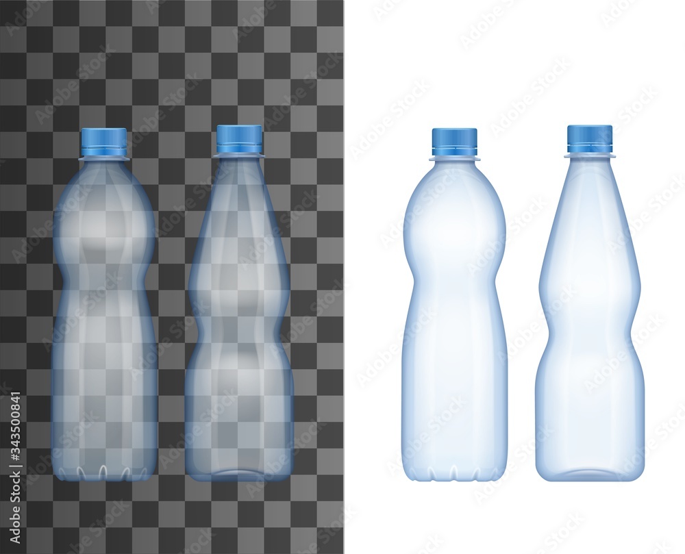 Water bottle, vector realistic 3d transparent empty plastic bottle ...