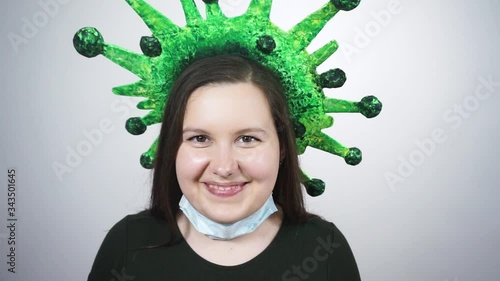 She takes a medical mask,but the virus has already infected her