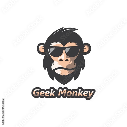 Photography geek monkey vector icon logo illustration