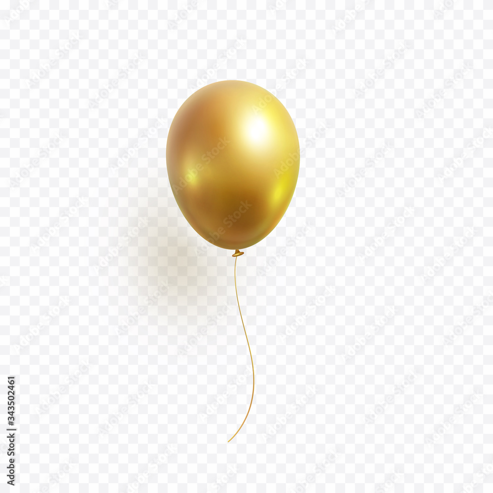 Balloon isolated on transparent background. Vector realistic gold, bronze  or golden festive 3d helium ballon template for anniversary, birthday party  design Stock Vector | Adobe Stock