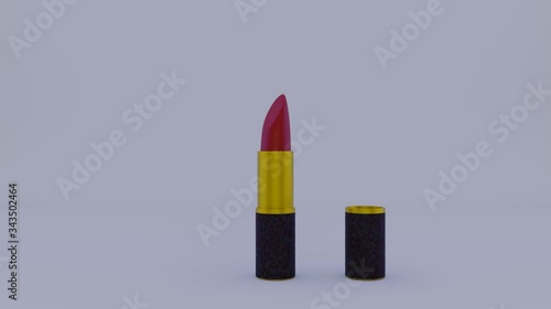 Red lipstick on a light background. Opens and closes. cyclically
