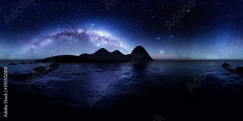 Panorama of the coast of Tahiti 3d rendering