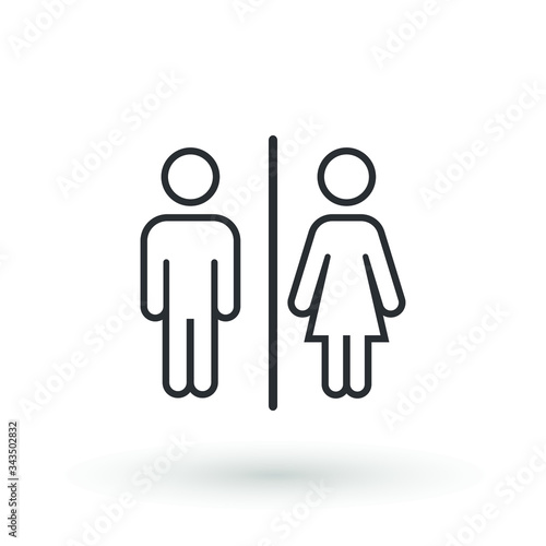 toilet line icon or logo WC symbols, toilet sign Bathroom Male and female Gender icon Funny wc door plate symbol isolated sign vector illustration
