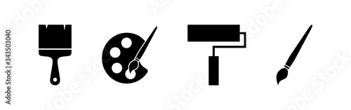 Paint icons set. Paint brush vector icon. Paint roller icon