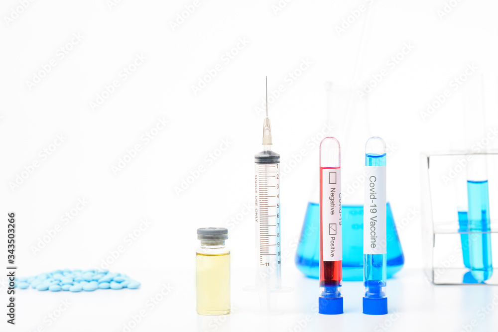 vaccine with syringe on white background vaccine with syringe on white background