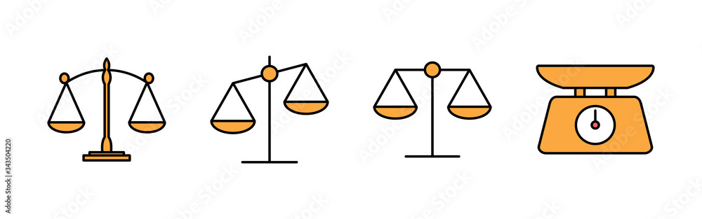 Scales icons set. Law scale icon. Scales vector icon. Justice Scales icons set. Law scale icon. Scales vector icon. Justice