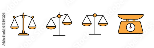 Scales icons set. Law scale icon. Scales vector icon. Justice