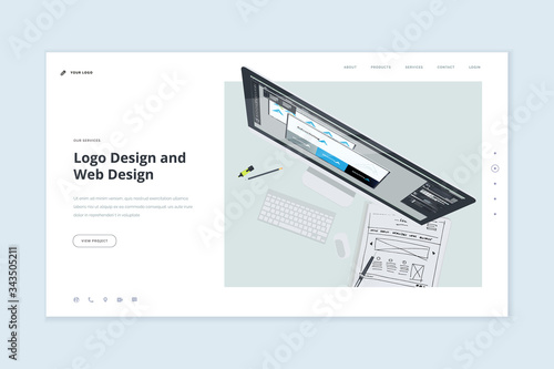 Website template design. Modern vector illustration concept of web page design for website and mobile website development. Easy to edit and customize.