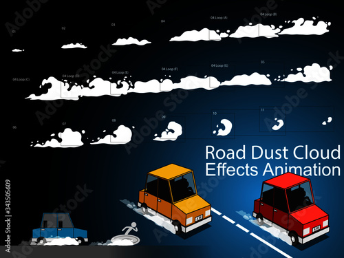 Road dust cloud from driving car or motorcycle.Can use for game design, animation, 2D 3D cartoon.
