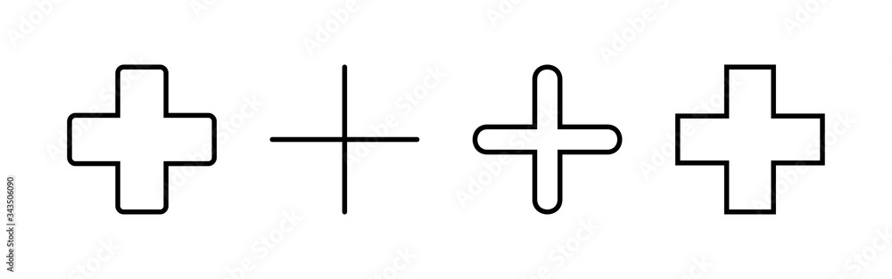 Plus Icons set. Add plus icon. Addition sign. Medical Plus icon Plus Icons set. Add plus icon. Addition sign. Medical Plus icon