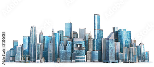 line of skyscrapers. City skyline isolated on a white. 3d illustration © sveta