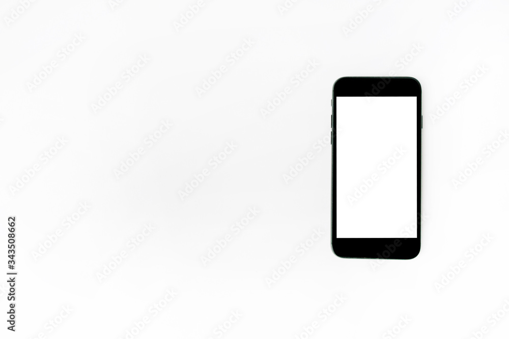 Mockup image of black mobile phone with blank white screen. Mockup image of black mobile phone with blank white screen.