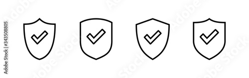 Shield check mark logo icons set. Protection approve sign. Safe icon vector