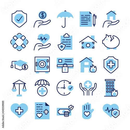 bundle of insurance set icons