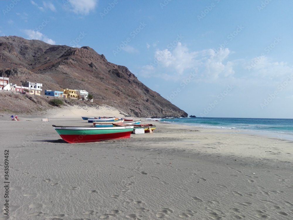 blue sea with many boatd in cabo verde