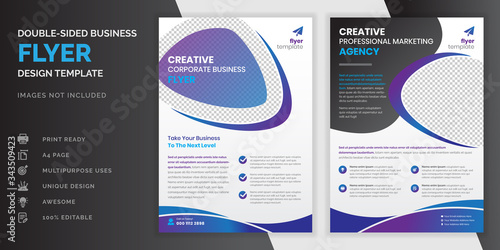 Abstract creative modern professional double sided business flyer or corporate brochure design template