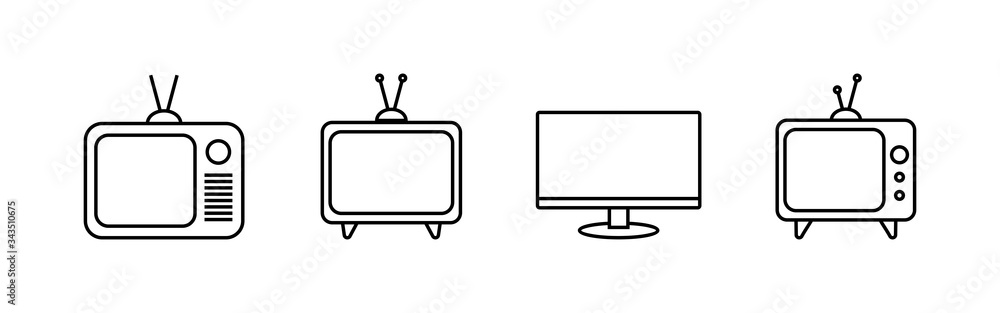 TV vector icons set. Television icon - obrazy, fototapety, plakaty 