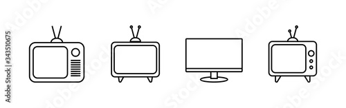 TV vector icons set. Television icon photo