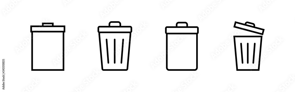 Trash icons set. trash can icon. Delete icon vector Trash icons set. trash can icon. Delete icon vector