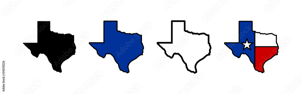 Texas map icons set. Texas map icon. Texas symbol.