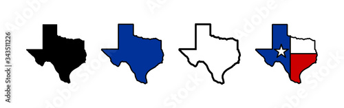 Texas map icons set. Texas map icon. Texas symbol.