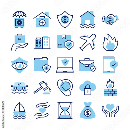 bundle of insurance set icons