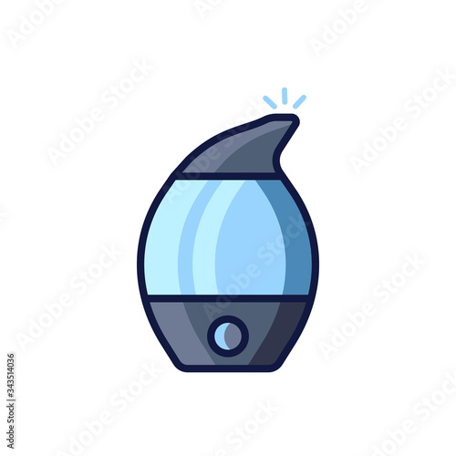 Humidifier air diffuser icon isolated on white background. Purifier microclimate ultrasonic home flat vector illustration. Healthy humidity.