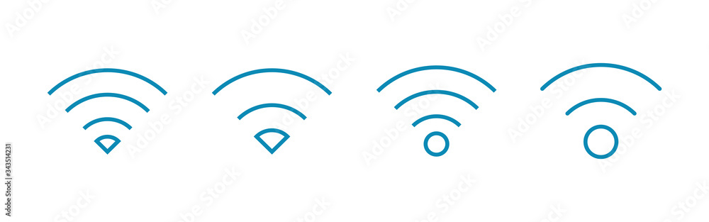 WIFI Icons set. signal vector icon. Wireless and wifi icon or sign for remote internet access WIFI Icons set. signal vector icon. Wireless and wifi icon or sign for remote internet access