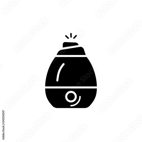 Black humidifier air diffuser icon isolated on white background. Purifier microclimate ultrasonic home flat vector illustration. Healthy humidity.