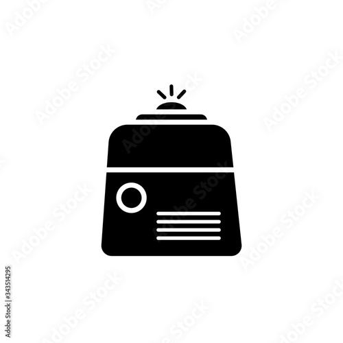 Black humidifier air diffuser icon isolated on white background. Purifier microclimate ultrasonic home flat vector illustration. Healthy humidity.