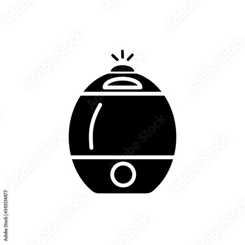 Black humidifier air diffuser icon isolated on white background. Purifier microclimate ultrasonic home flat vector illustration. Healthy humidity.