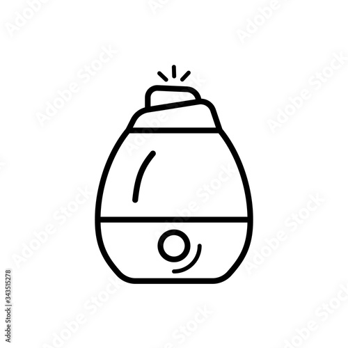 Humidifier air diffuser line icon isolated on white background. Purifier microclimate ultrasonic home flat vector illustration. Healthy humidity. Outline style.