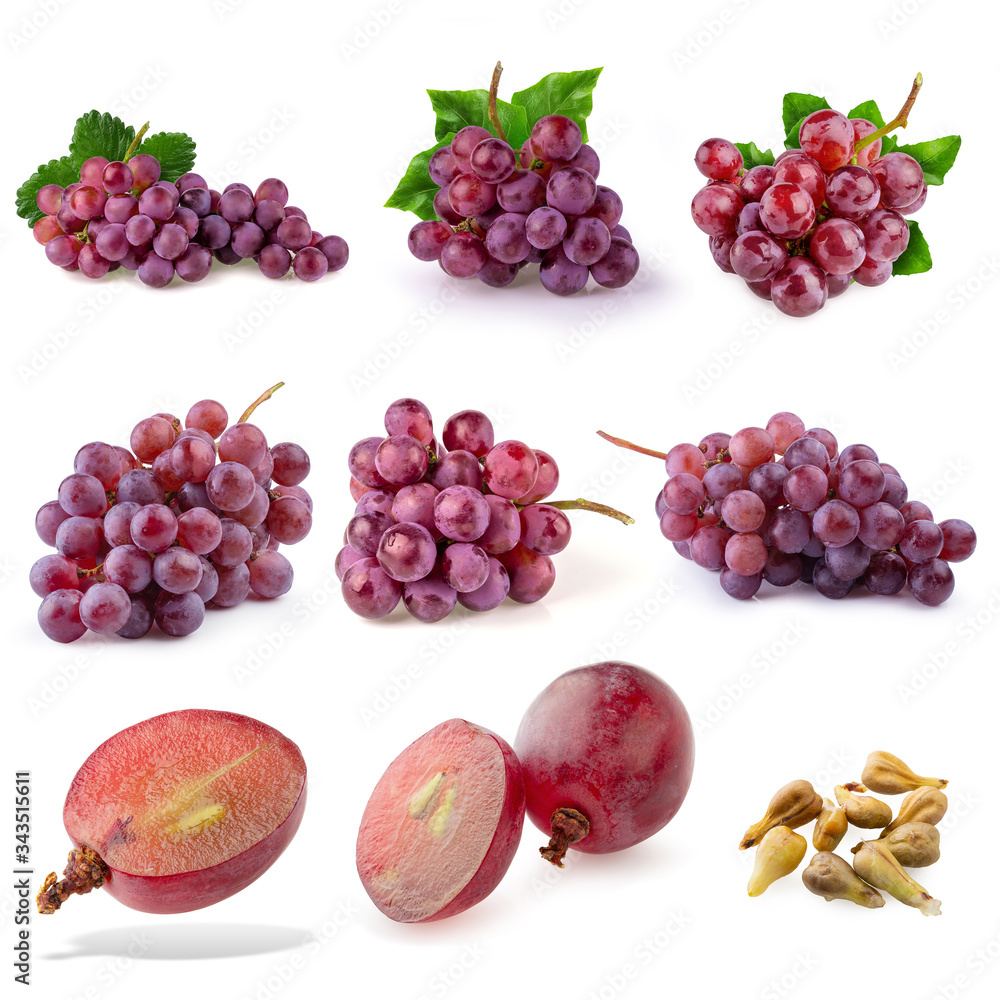 Obraz premium Red Grapes isolated on a white background.