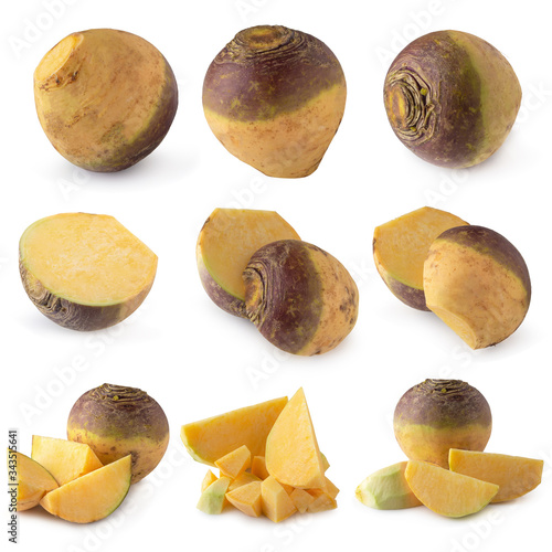 Canvas-taulu Fresh Turnip Swede isolated over white background.
