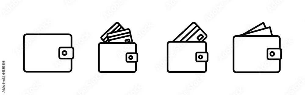Wallet Icons set in trendy flat style. money wallet icon Wallet Icons set in trendy flat style. money wallet icon