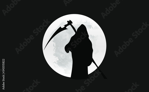 Silhouette of executioner in front of the moon Vector illüstration design.
