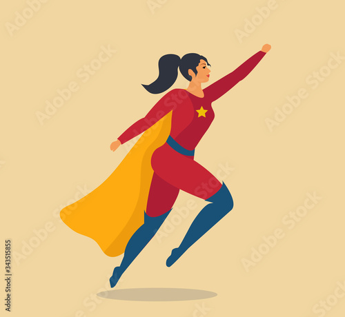 Woman superhero. Girl dressed as a hero, super woman Vector illustration