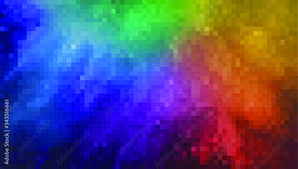 A pixel background with a rainbow.