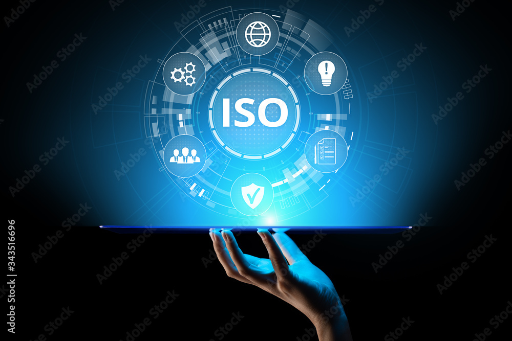 ISO standards quality control assurance warranty business technology concept. - obrazy, fototapety, plakaty 