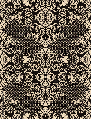 Damask pattern vector element. Classic luxury old-fashioned ornament grunge background. Royal victorian texture for wallpaper, textile, fabric, wrapping. Exquisite floral baroque patterns.