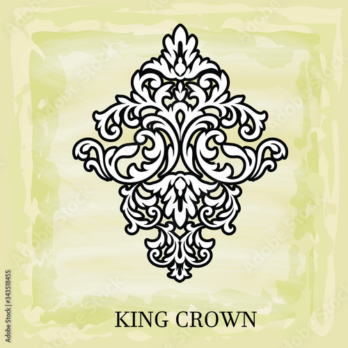 Damask pattern vector element. Classic luxury old-fashioned ornament grunge background. Royal victorian texture for wallpaper, textile, fabric, wrapping. Exquisite floral baroque patterns.
