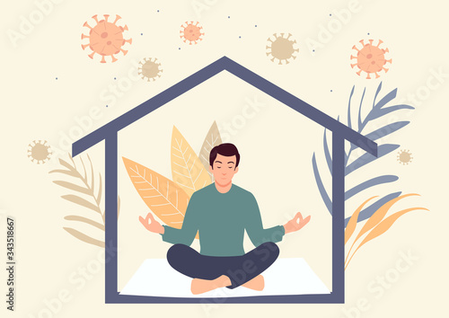 Man meditating during self isolation