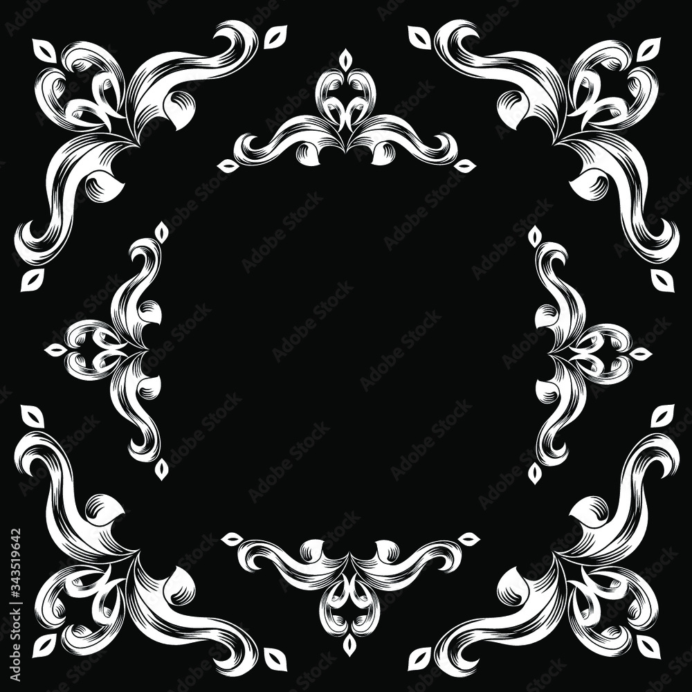 Damask pattern vector element. Classic luxury old-fashioned ornament grunge background. Royal victorian texture for wallpaper, textile, fabric, wrapping. Exquisite floral baroque patterns.