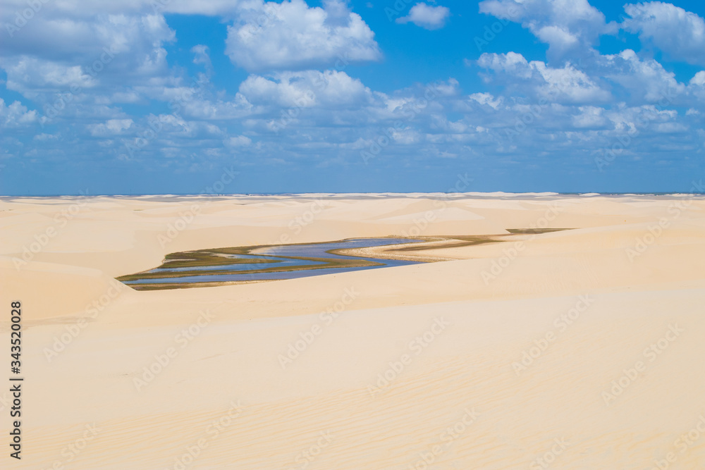 Dunes and beach at Lençóis Maranhenses, MA, Brazil