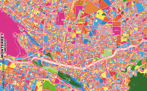 Monterrey, Nuevo León, Mexico, colorful vector map