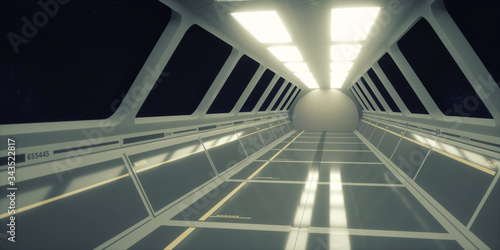 3d render. Futuristic scifi corridor