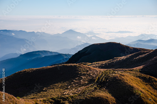 Mountain ridges of corrdillera from the summit of Mt. Pulag, Benguet, Philippines photo